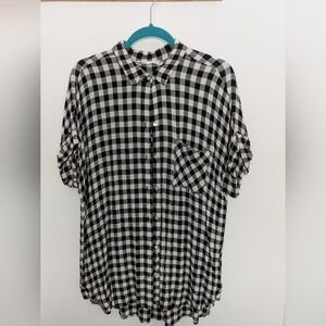 Black and White Checkered Button-Up Shirt